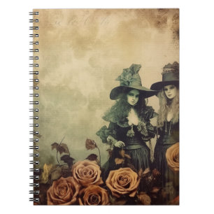 Antique Victorian Witch Sisters Sepia Notebook