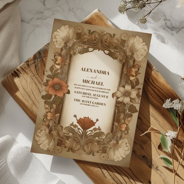 Antique Vintage Art Nouveau Floral Wedding Invitation (Creator Uploaded)