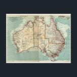 Antique Vintage Australian continent detailed map Postcard<br><div class="desc">Beautiful quaint antique vintage Australian continent detailed map print.</div>