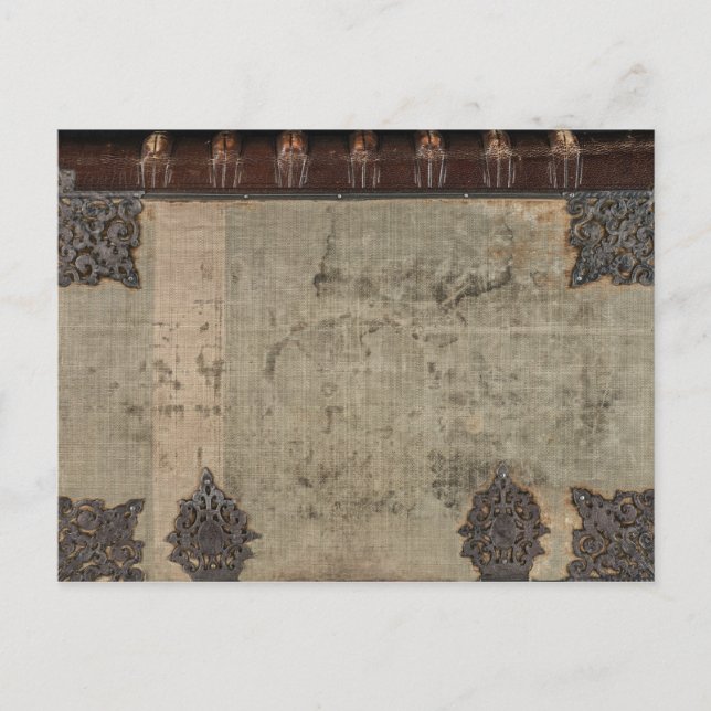 Antique vintage book cover with metal hinges postcard (Front)