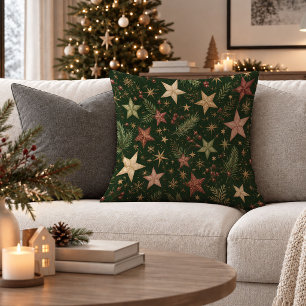 Antique Vintage Christmas Botanical Throw Pillow D