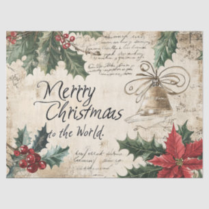 Antique Vintage Christmas Holly Pattern Tissue Paper