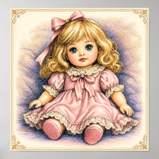 Antique vintage Doll Poster