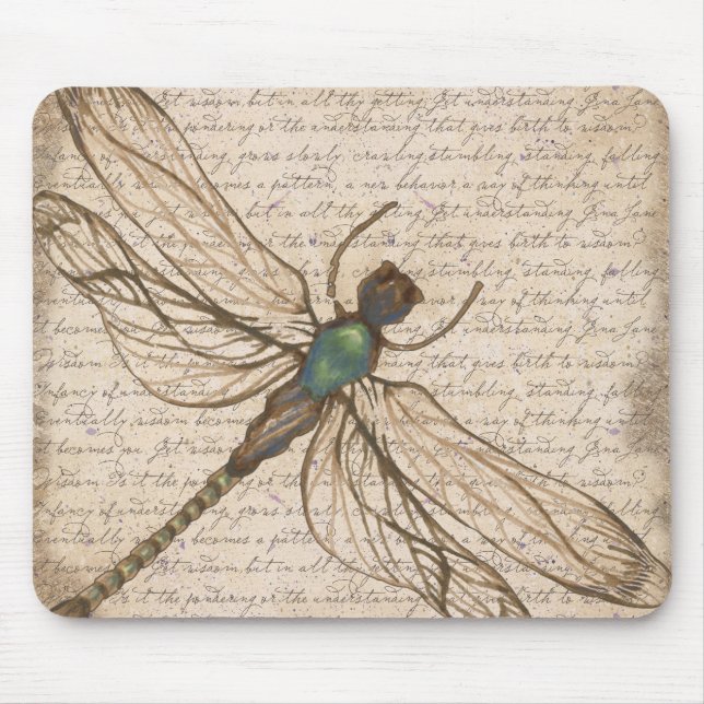 Antique Vintage Dragonfly Mousepad (Front)