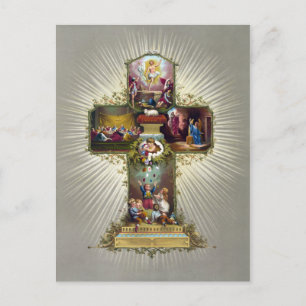 Antique Vintage Easter Religious Cross Holiday Postcard
