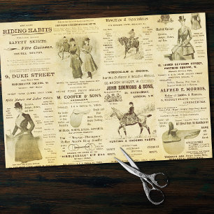 Antique Vintage Ephemera Lady Equestrian Ads  Tissue Paper