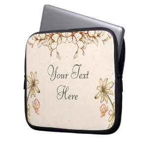 Antique Vintage Flowers & Butterflies Retro Laptop Sleeve