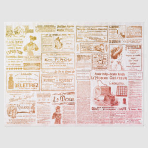 Antique Vintage French Ads 1900 Ephemera Red Tissue Paper