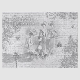 Antique Vintage French Fashion Ephemera  Tissue Paper