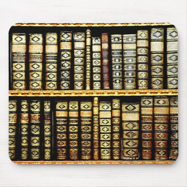 Antique Vintage Leather books Pattern Mouse Pad (Front)