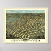 Antique Vintage Map Atlanta Georgia USA 1871