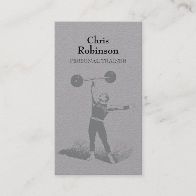 Antique Vintage Personal Trainer Business Card (Front)