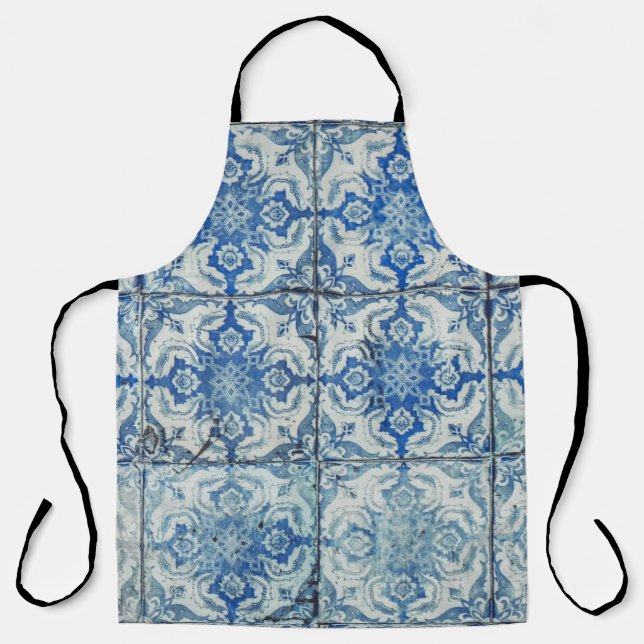 Antique Vintage Portuguese Tiles Pattern - Azulejo Apron (Front)