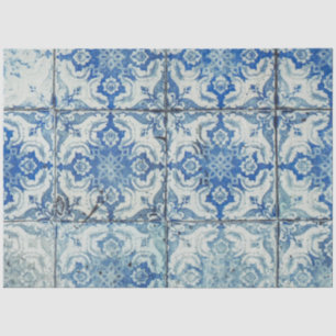 Antique Vintage Portuguese Tiles Pattern - Azulejo Tissue Paper