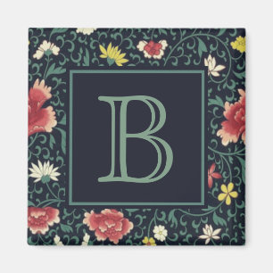 Antique Vintage Pretty Floral Monogram Magnet