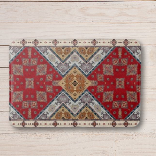Antique Vintage Red Beige Kilim Turkish  Bath Mat (Creator Uploaded)