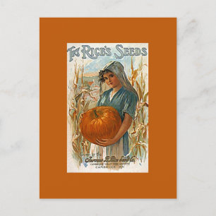 Antique Vintage Rice's Garden Pumpkin Seeds PCs Holiday Postcard