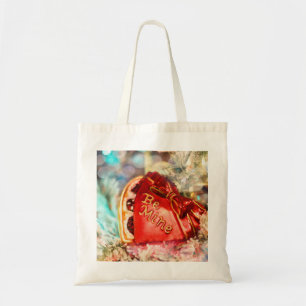 Antique Vintage Valentine Heart in Red Be Mine Tote Bag