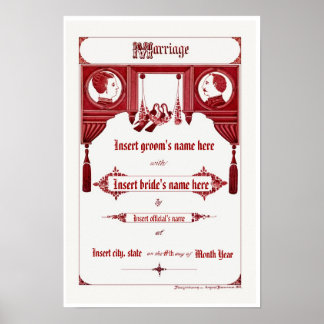 Antique/Vintage Wedding Marriage Record Poster