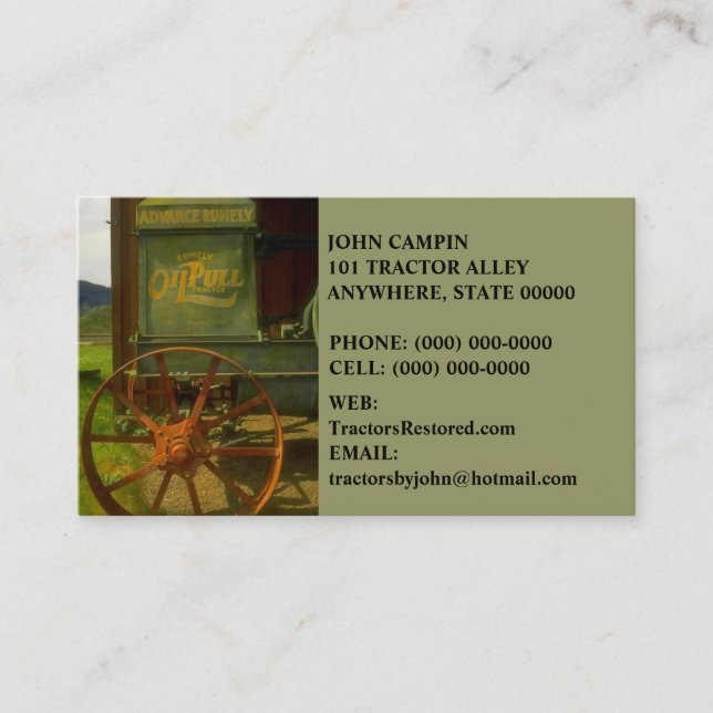 ANTIQUE VNTG TRACTOR RESTORATION ~ BUSINESS CARDS! CARD (Front)