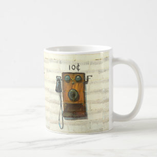 antique wall phone coffee mug