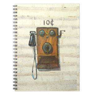 antique wall phone notebook