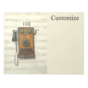 antique wall phone notepad
