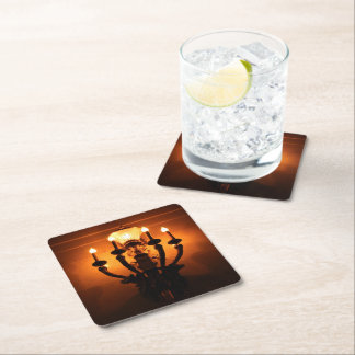 Antique Wall Sconce Square Paper Coaster