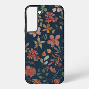 Antique Watercolor Print Floral on Navy Samsung Galaxy Case