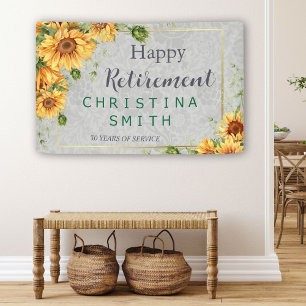 Antique Watercolor Sunflower Retirement Party Idea Banner