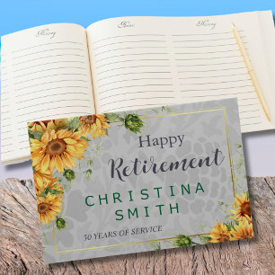 Antique Watercolor Sunflower Retirement Party Idea Guest Book