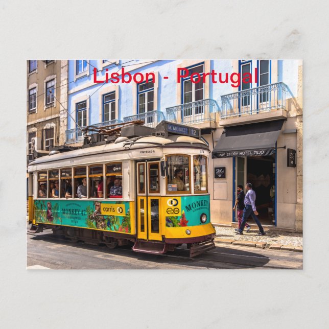 Antique way of transportation in Lisbon. Postcard (Front)