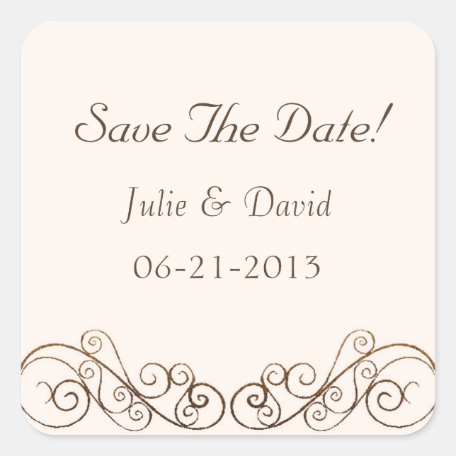 Antique Wedding Save The Date Square Sticker (Front)