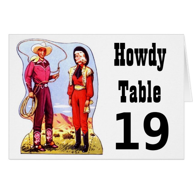 Antique Western Roundup Cowboy Cowgirl Table Cards (Front Horizontal)
