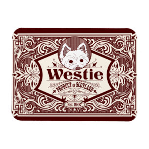 Antique Westie Product of Scotland Magnet