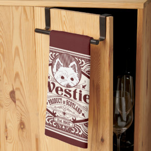 Antique Westie Product of Scotland Tea Towel
