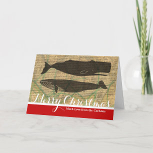 Antique Whale Nautical Sea Life Holiday Card