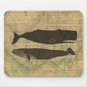 Antique Whale Nautical Sea Life Mouse Pad