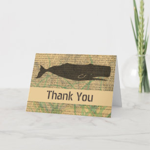 Antique Whale Nautical Sea Life Thank You Card