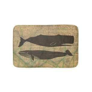  Antique Whale Nautical Vintage Ocean Sea Life  Bath Mat