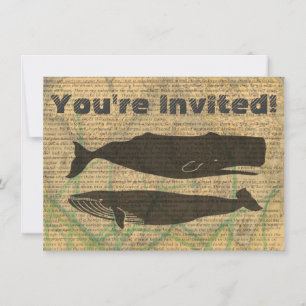 Antique Whale Nautical Vintage Ocean Sea Life Invitation