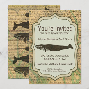 Antique Whale Nautical Vintage Ocean Sea Life Invitation