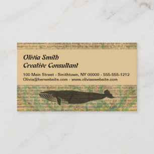 Antique Whale Nautical: Vintage Sea Life Business Card