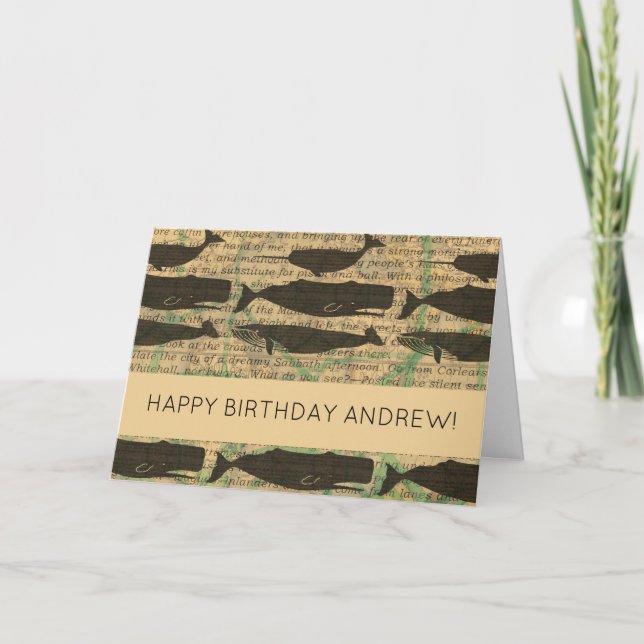  Antique Whale Nautical: Vintage Sea Life  Card (Front)