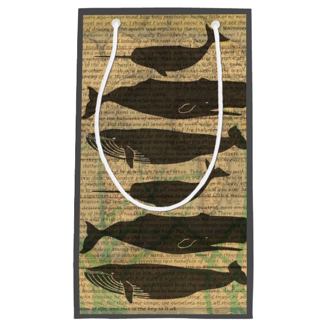  Antique Whale Nautical: Vintage Sea Life  Small Gift Bag (Front)