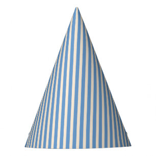 Antique White and Blue Grey Stripes Party Hat