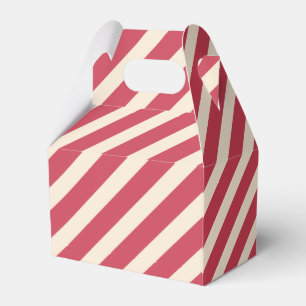 Antique White and Brick Red Diagonal Stripes Favour Box