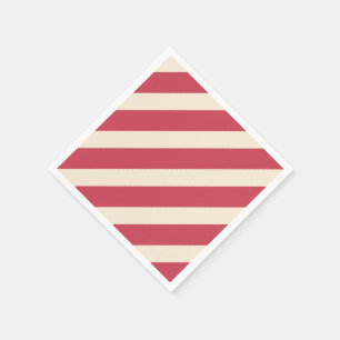 Antique White and Brick Red Diagonal Stripes Napkin