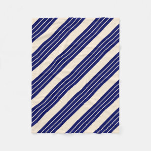 Antique White and Dark Navy Stripes Fleece Blanket