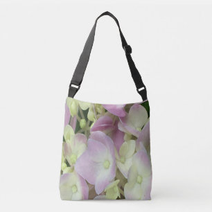 Antique White and Dusty Pink Hydrangea Petals Crossbody Bag